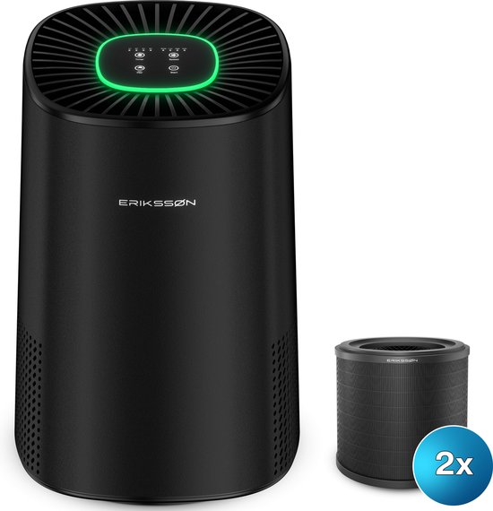 Erikssøn Luchtreiniger Air Purifier Elite - 2x HEPA-14 Filter - Zwart - 240 m3/u - Helpt tegen stof, hooikoorts, huisstofmijt en allergie - Met Hepa Filter - Met Ionisator